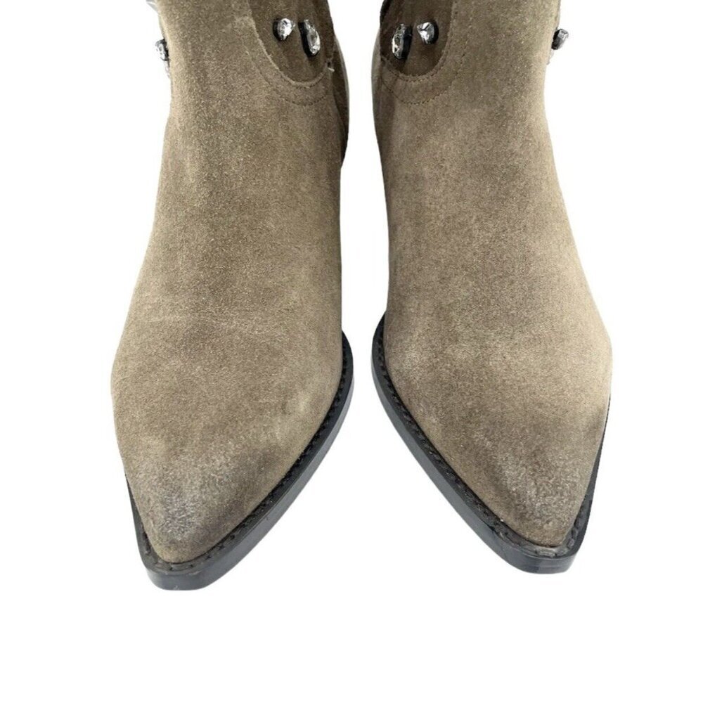 Sam Edelman Avril Bootie Dark Taupe Suede Leather Crystal Studded SZ 7 NEW - Picture 4 of 11